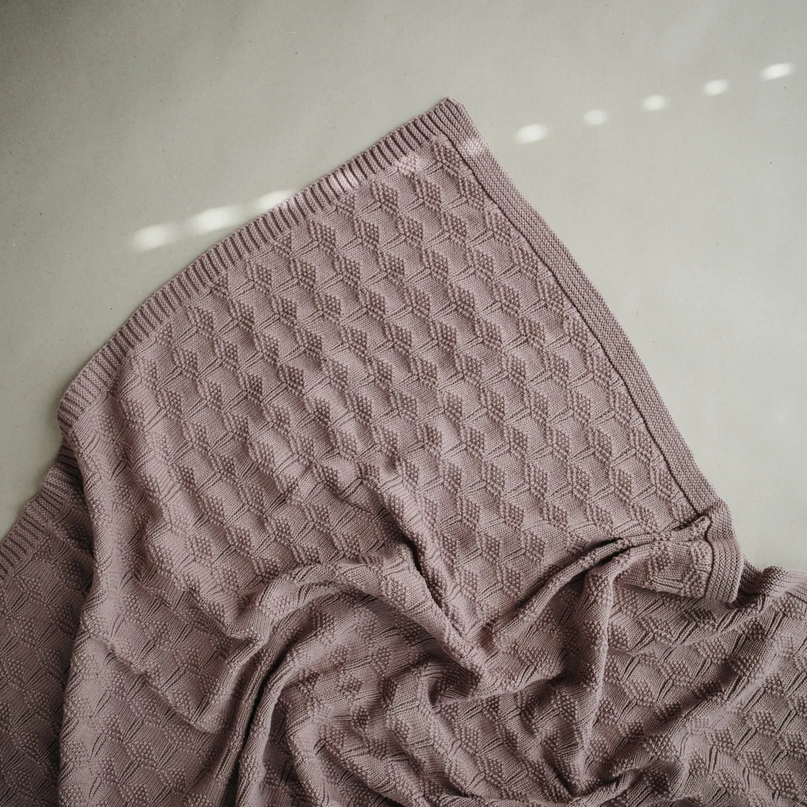 Knitted Honeycomb Baby Blanket (Desert Rose)