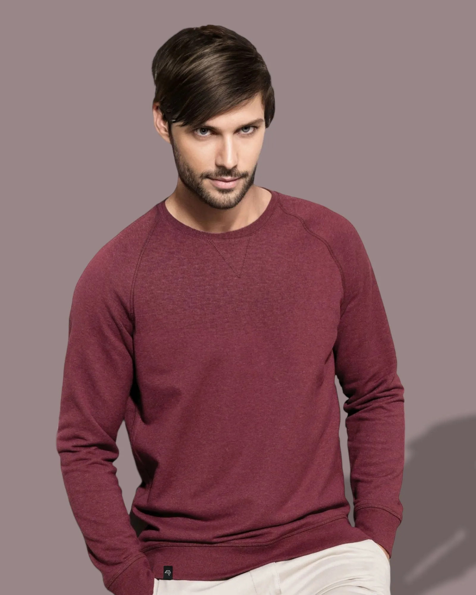 KRB K480 ― Bio-Baumwolle Sweatshirt - Wine Heather Rot Melange