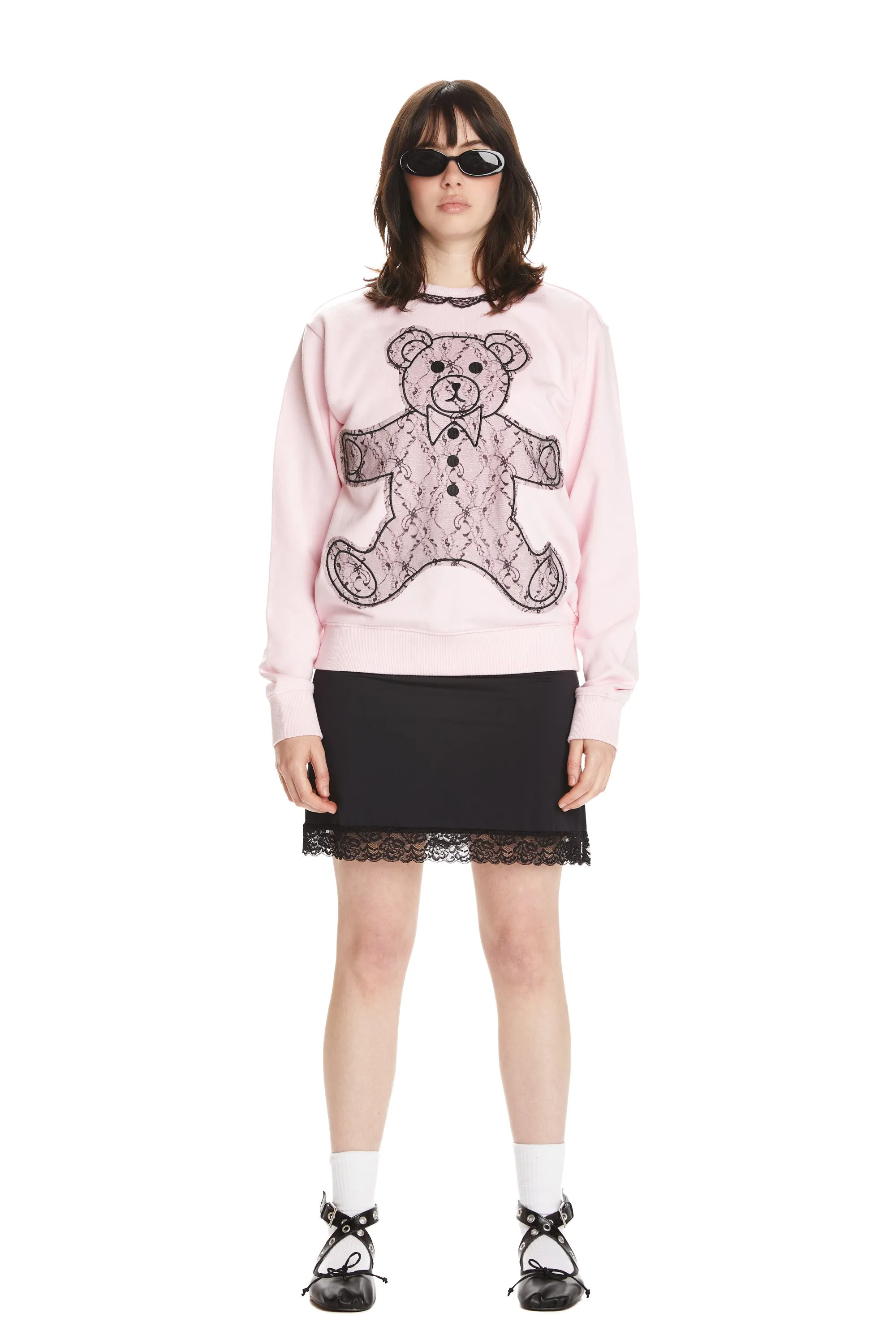 Lace Applique Bear Sweatshirt