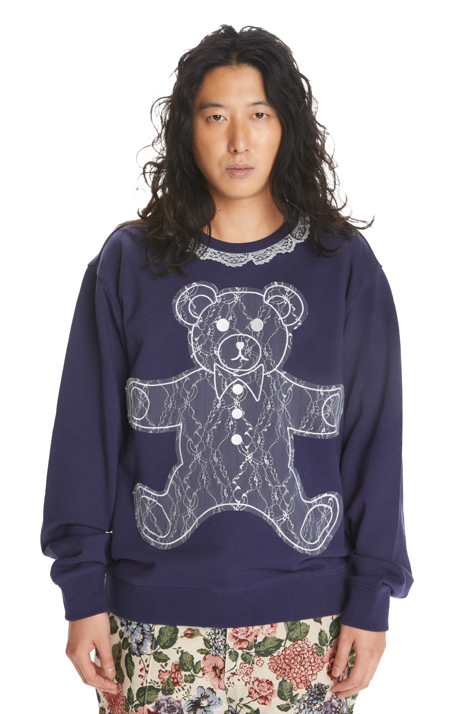 Lace Applique Bear Sweatshirt