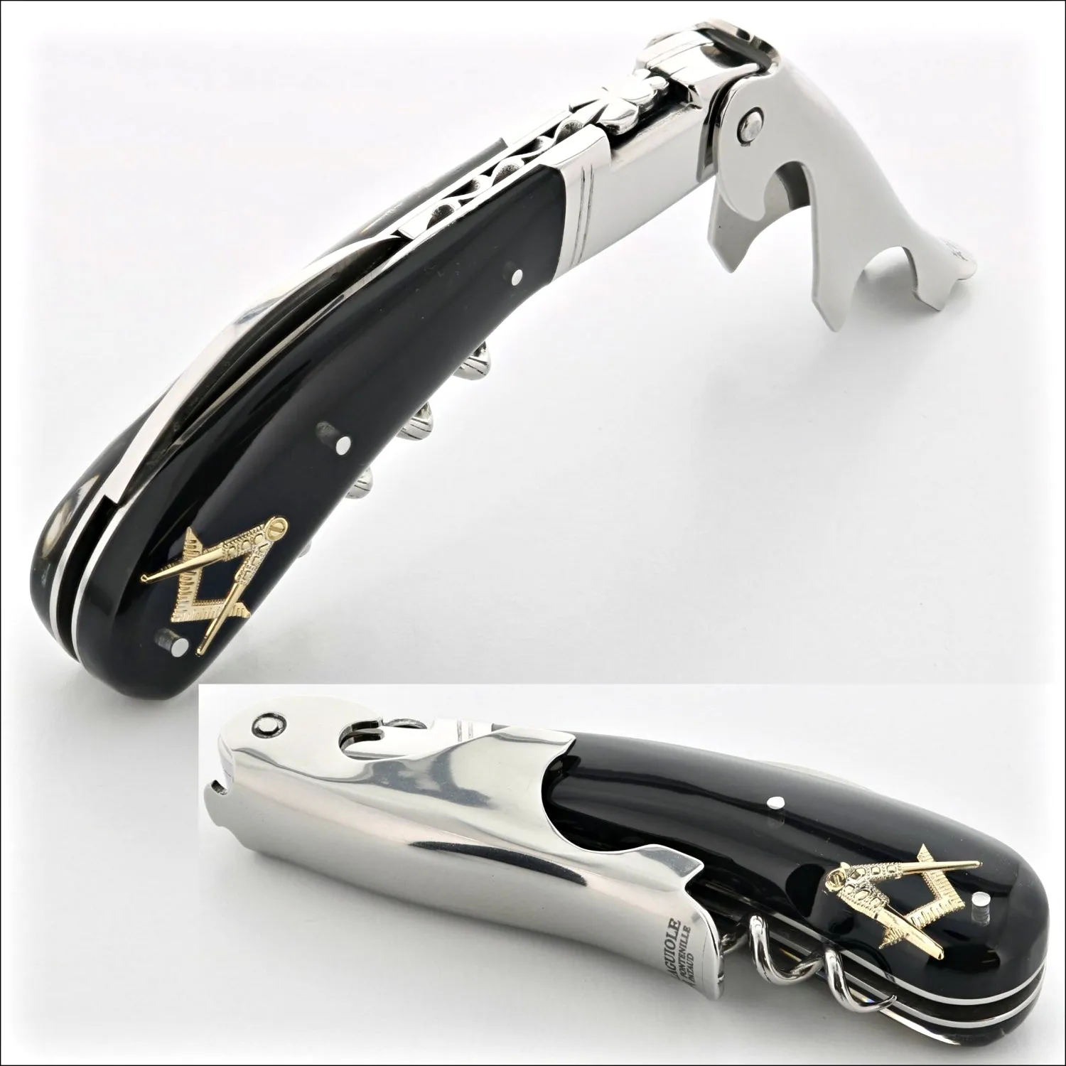 Laguiole Magnum Masonic Symbol Inlay Corkscrew - A