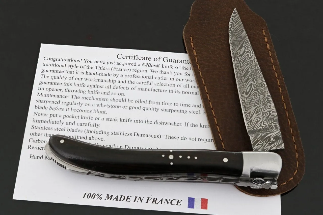 Laguiole XS Damascus Pocket Knife Ebony Handle