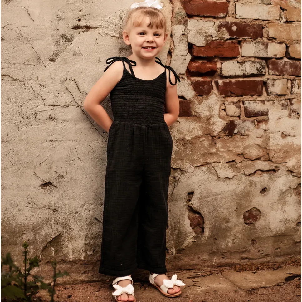 leena smocked jumpsuit | black