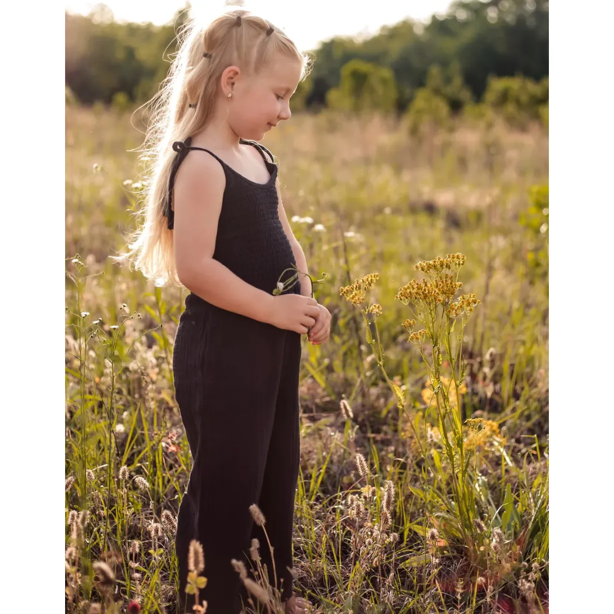 leena smocked jumpsuit | black