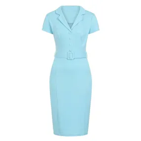 Light Blue Classic 50s Vintage Wiggle Dress