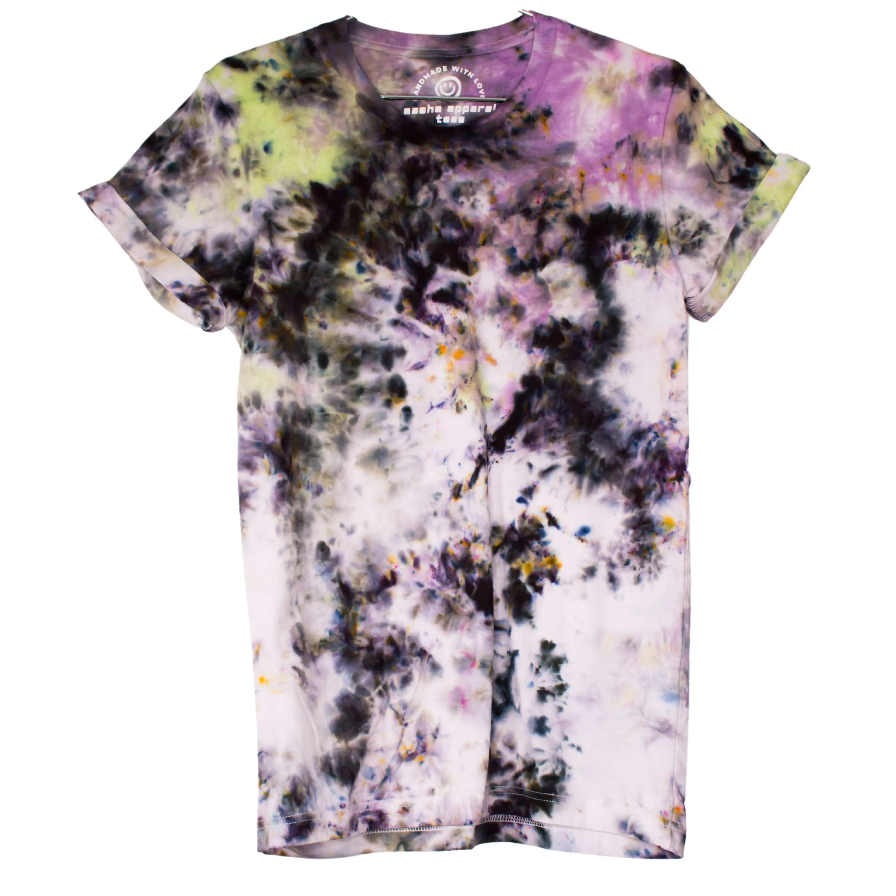 Lime Pink Green Confetti black sprinkle unisex cotton tie dyed tee soft t-shirt