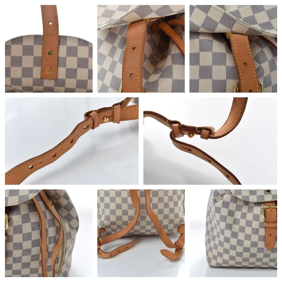 Louis Vuitton Backpack Sperone Damier Azur White Canvas Tote