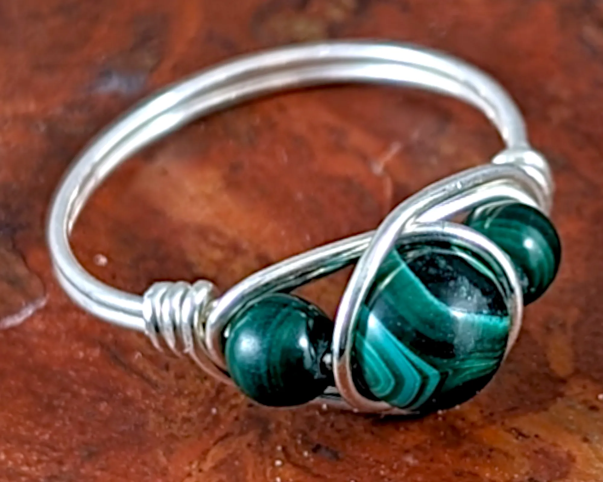 Malachite Wire Wrapped Ring 1pc (Custom Sizes)