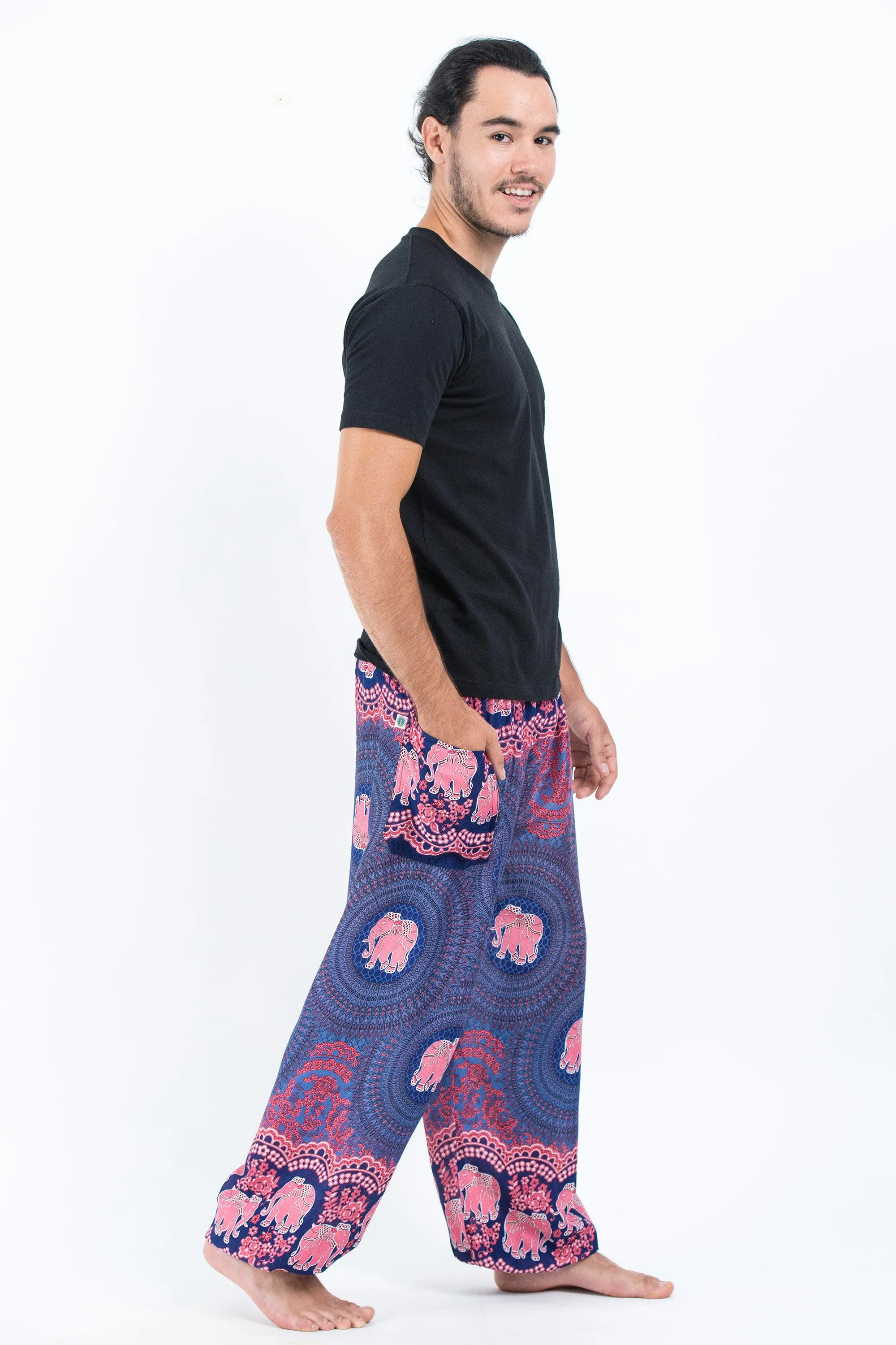 Mandala Elephant Men's Elephant Pants in Blue