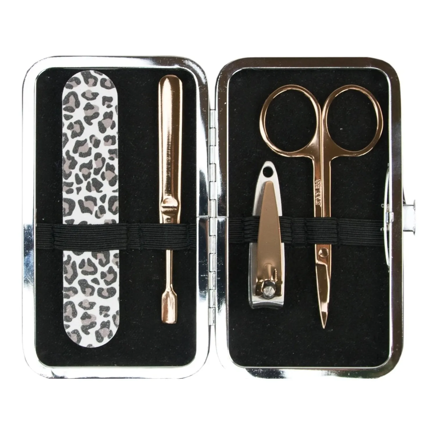 Manicure Set In Leopard Print Purse