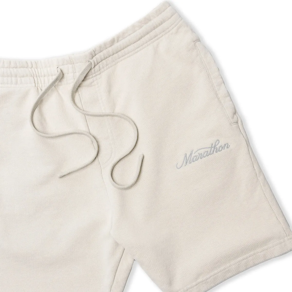 Marathon Classic Script Sweatshorts - Bone/Grey