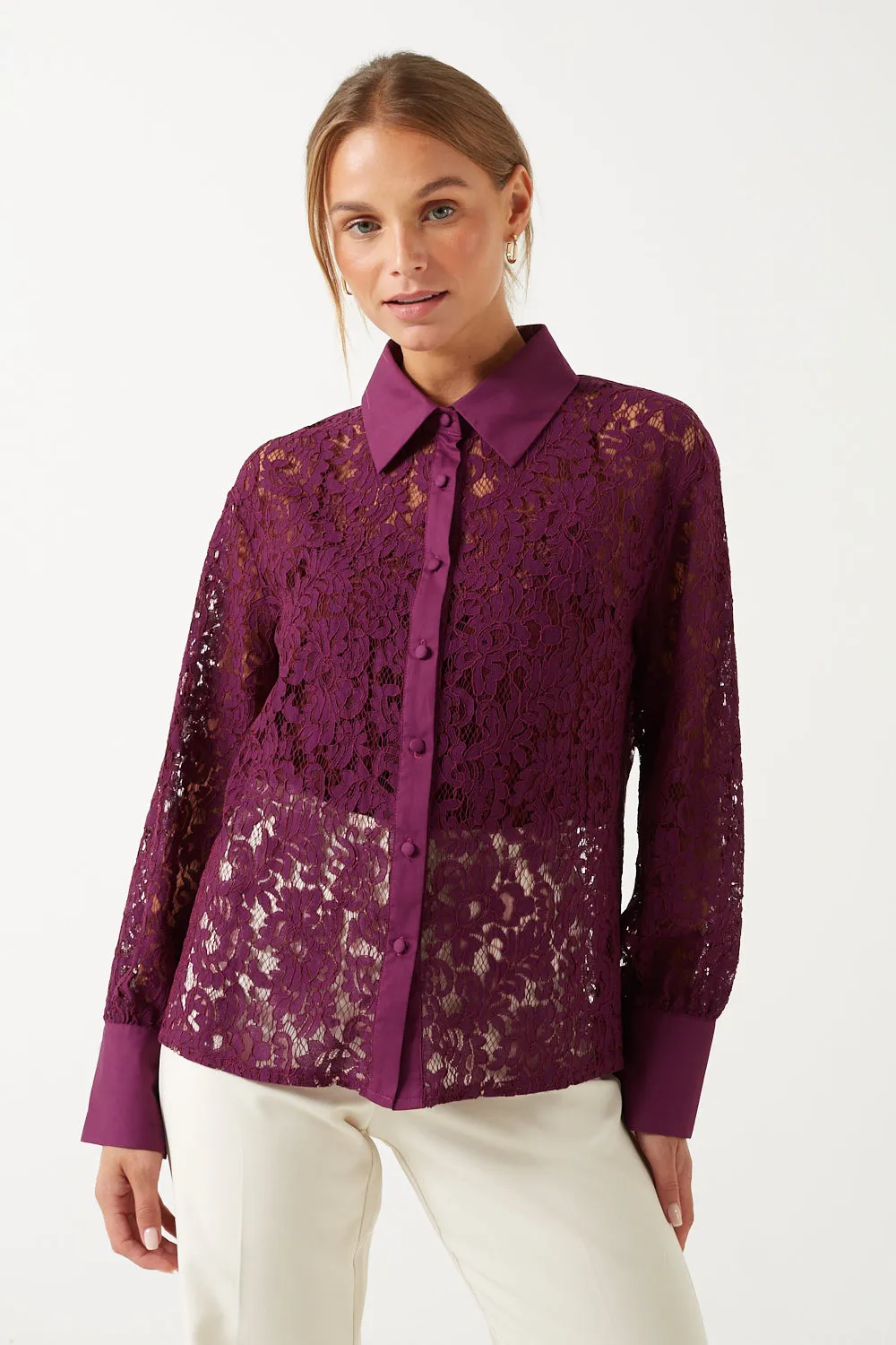 Marc Angelo Collared Lace Shirt