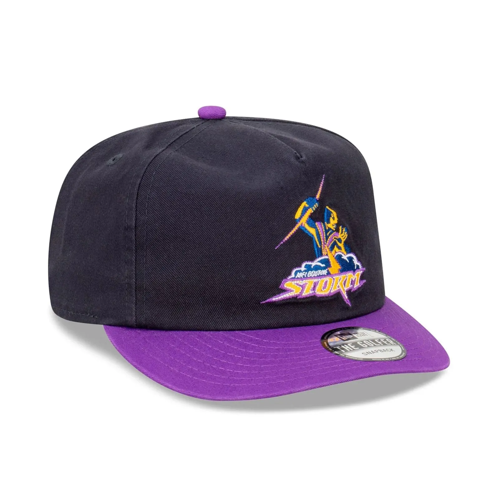 Melbourne Storm Official GOLFER Retro Flat Cap Snapback Heritage Classic NRL Rugby League By New Era