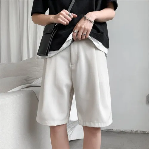 Men Shorts Solid Chic All-match Summer Thin Baggy Straight Ins Casual Trousers for Male Harajuku Simple Popular Men Clothing