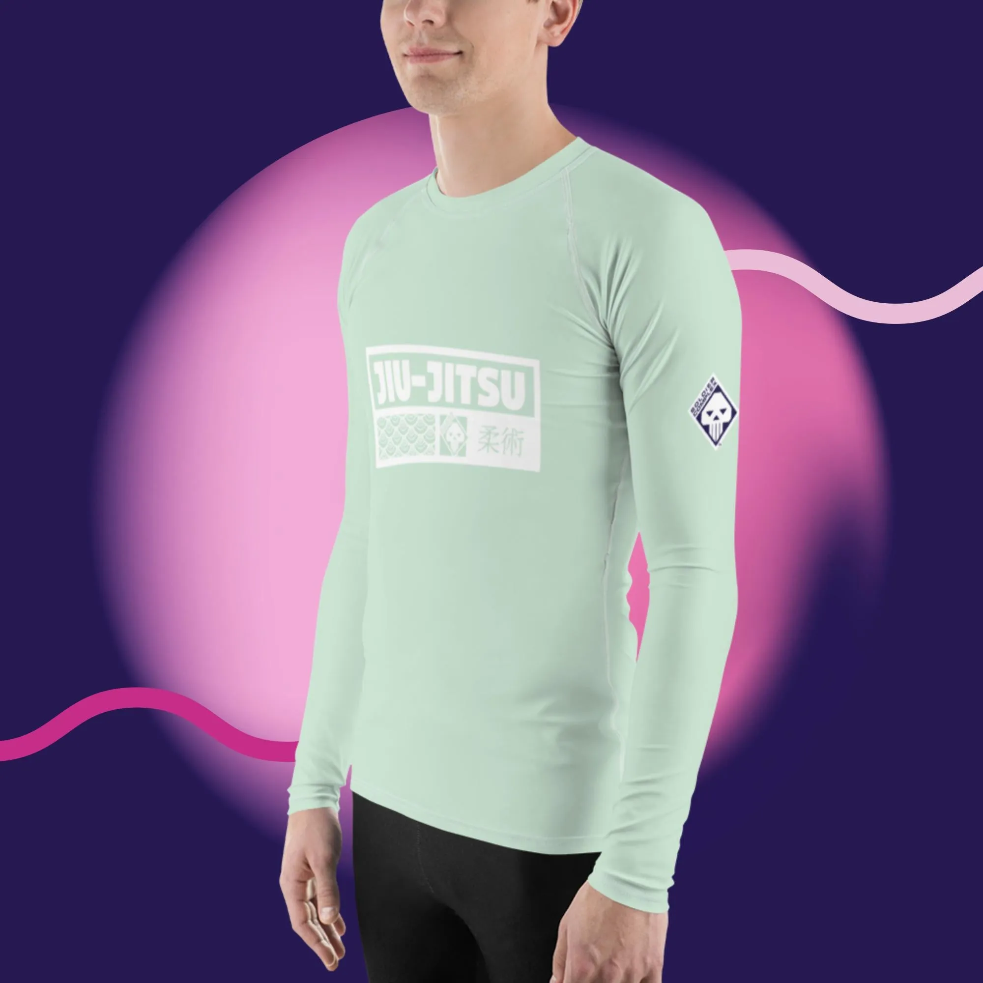 Mens Long Sleeve BJJ Rash Guard - Jiu-Jitsu 012 - Surf Crest