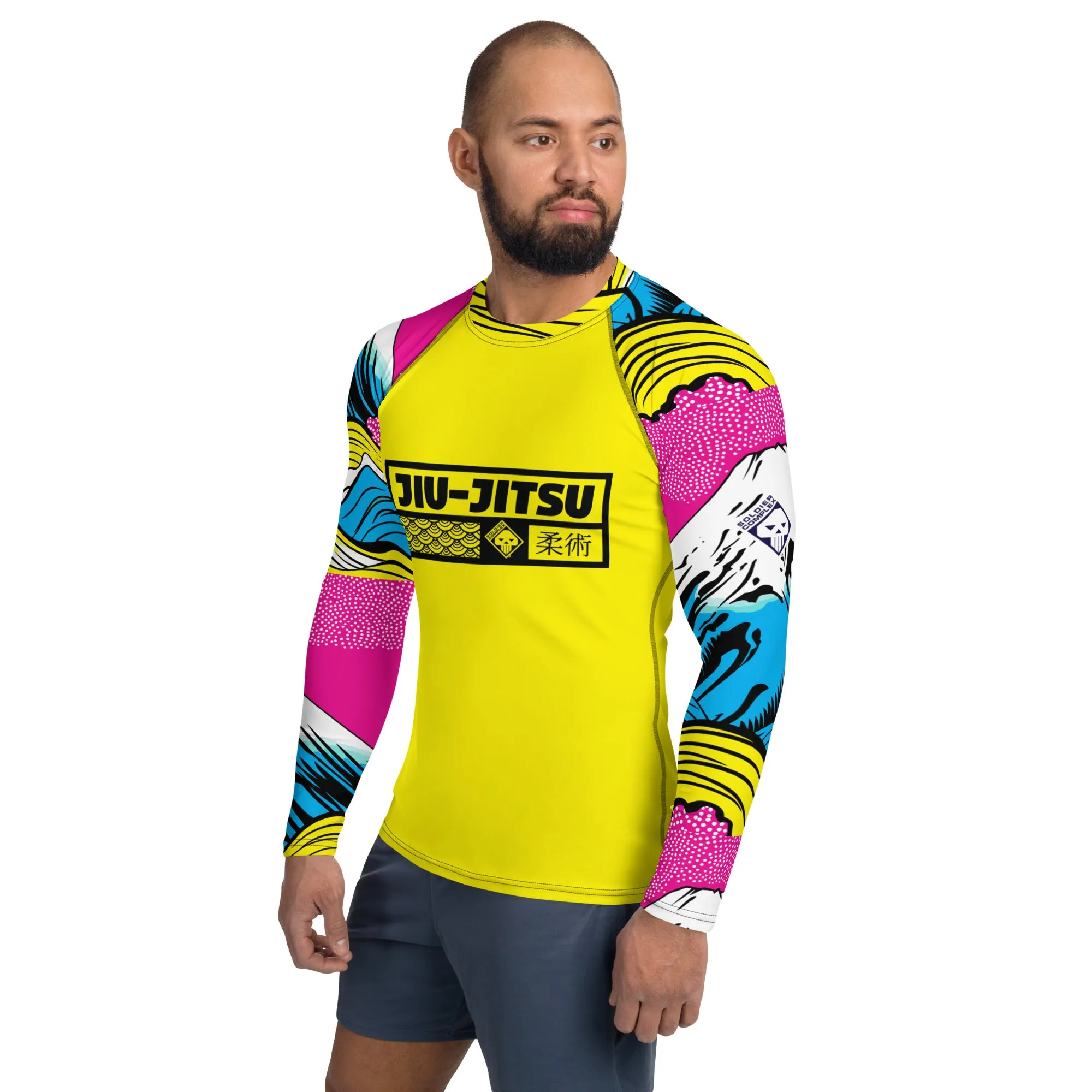 Mens Long Sleeve BJJ Rash Guard - Jiu-Jitsu 016 - Mt Fuji 001