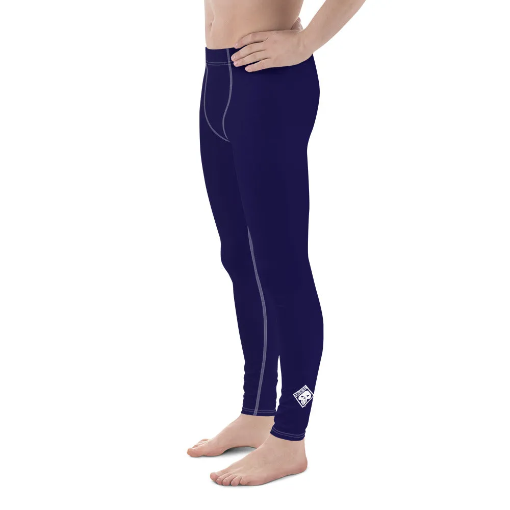 Men's Midnight Blue Athletic Leggings for Running, Gym, Jiu-Jitsu and MMA