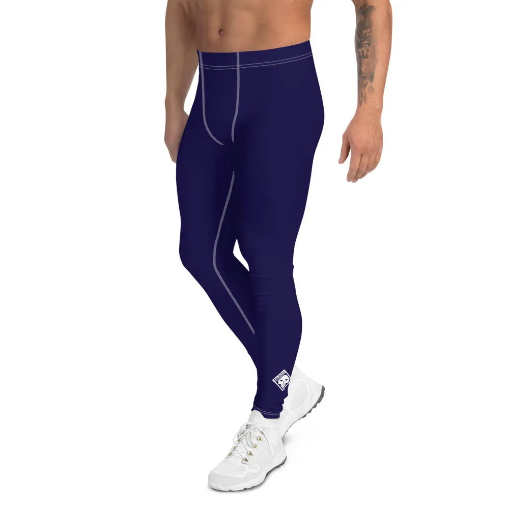 Men's Midnight Blue Athletic Leggings for Running, Gym, Jiu-Jitsu and MMA