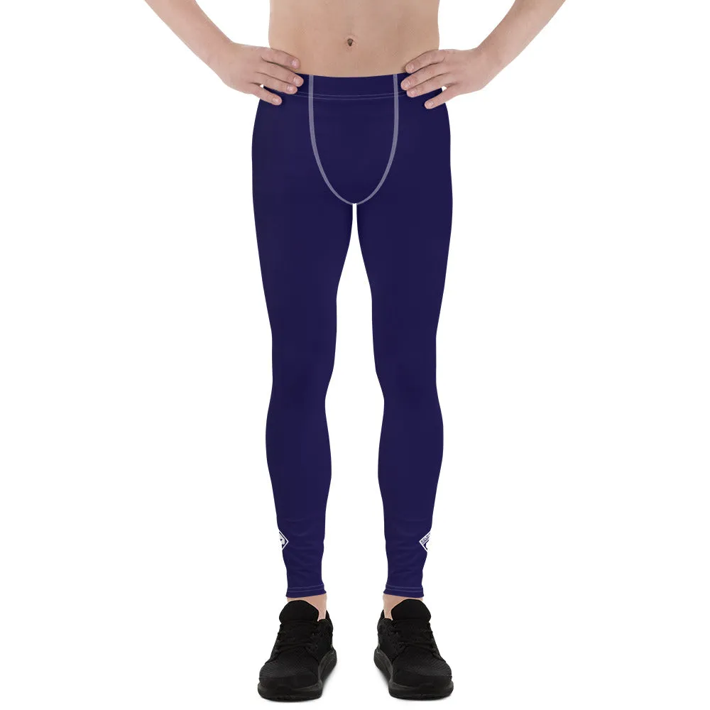 Men's Midnight Blue Athletic Leggings for Running, Gym, Jiu-Jitsu and MMA