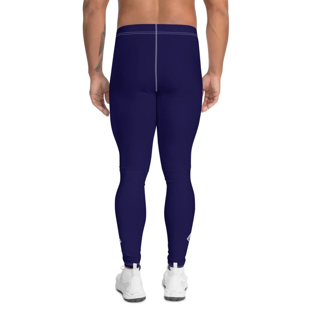 Men's Midnight Blue Athletic Leggings for Running, Gym, Jiu-Jitsu and MMA