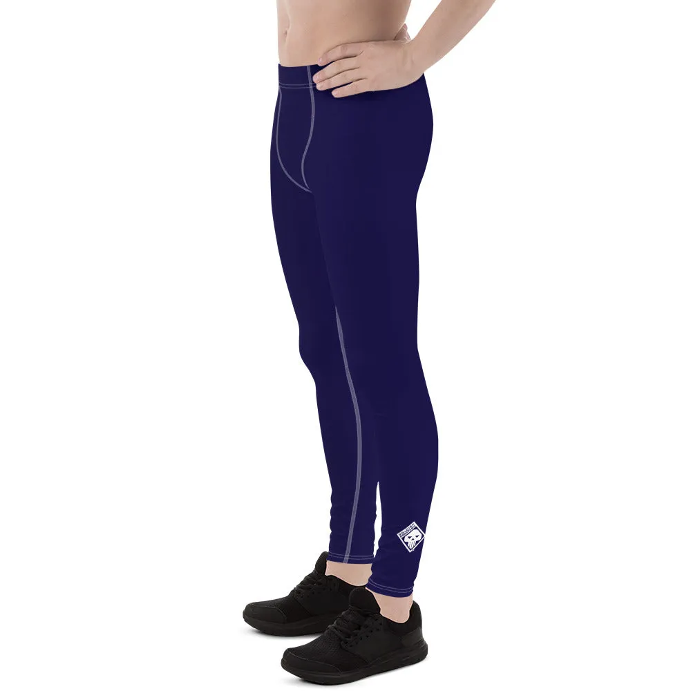 Men's Midnight Blue Athletic Leggings for Running, Gym, Jiu-Jitsu and MMA