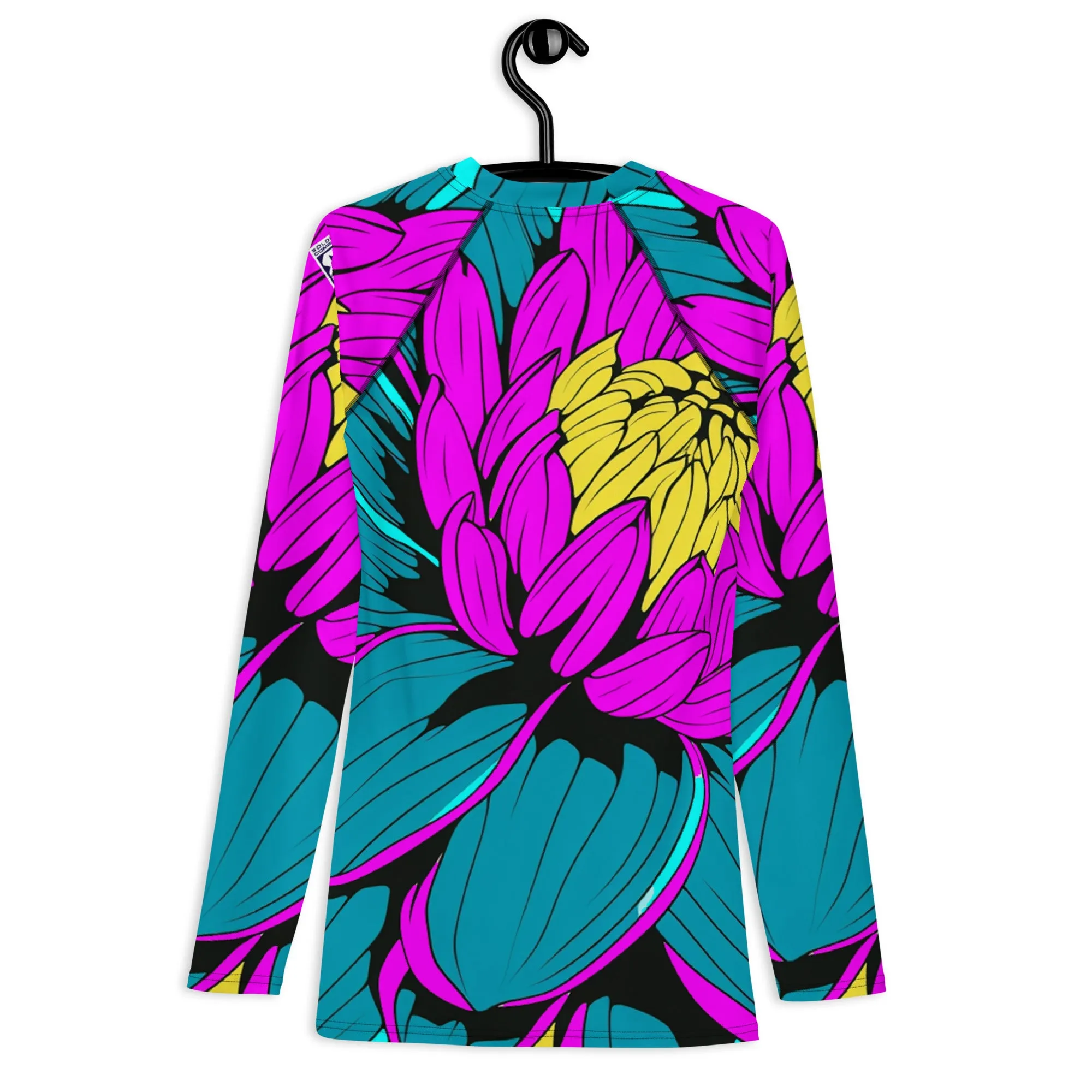 Men's Pop Art BJJ Long Sleeve Rash Guards - Roy Lichtenstein Inspired Dahlia Print 001