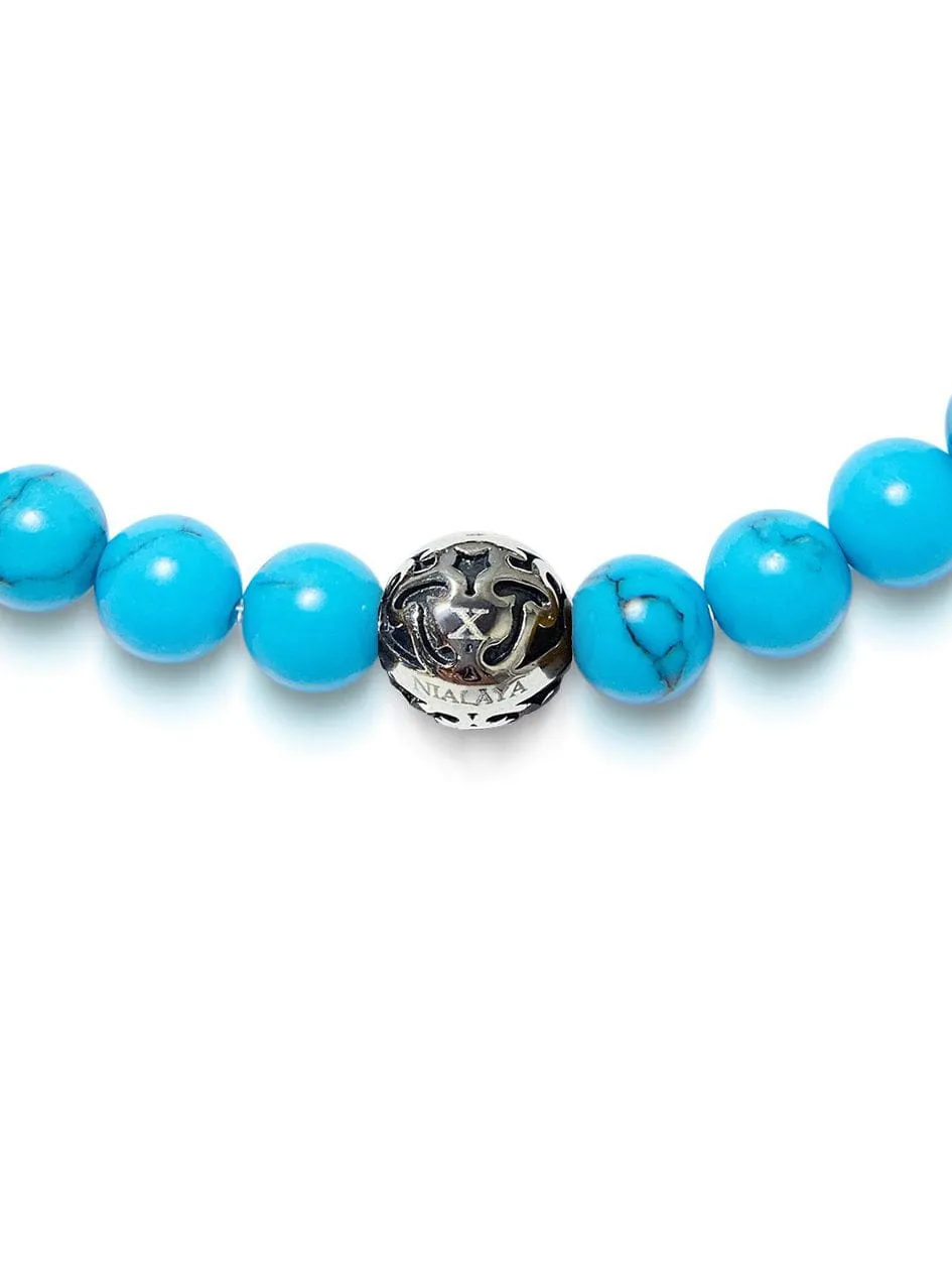 Men's Wristband with Turquoise and Silver