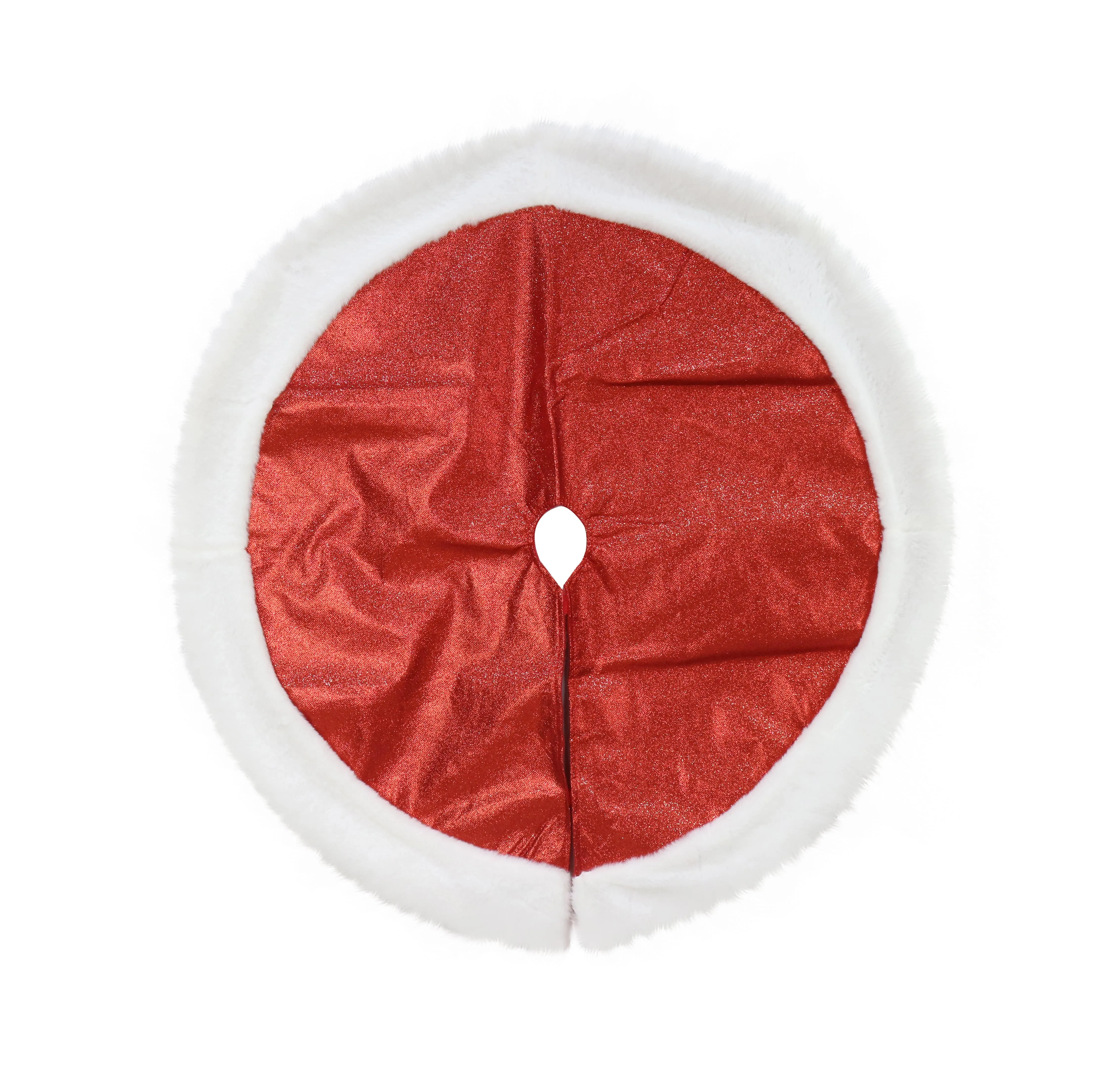 Metallic Tree Skirt with Fur Trim Asst (90cm)