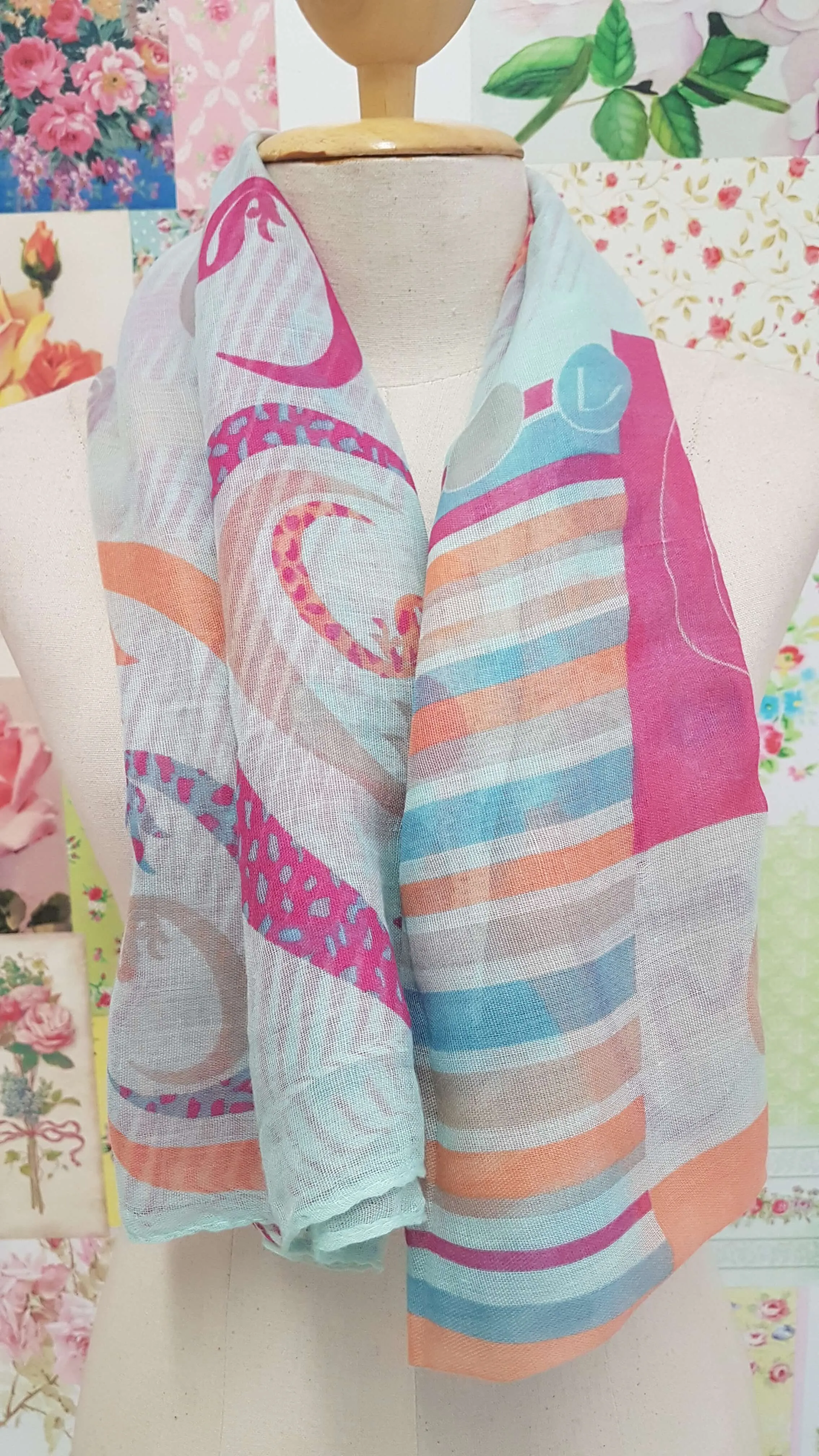 Mint Green Print Scarf SE019