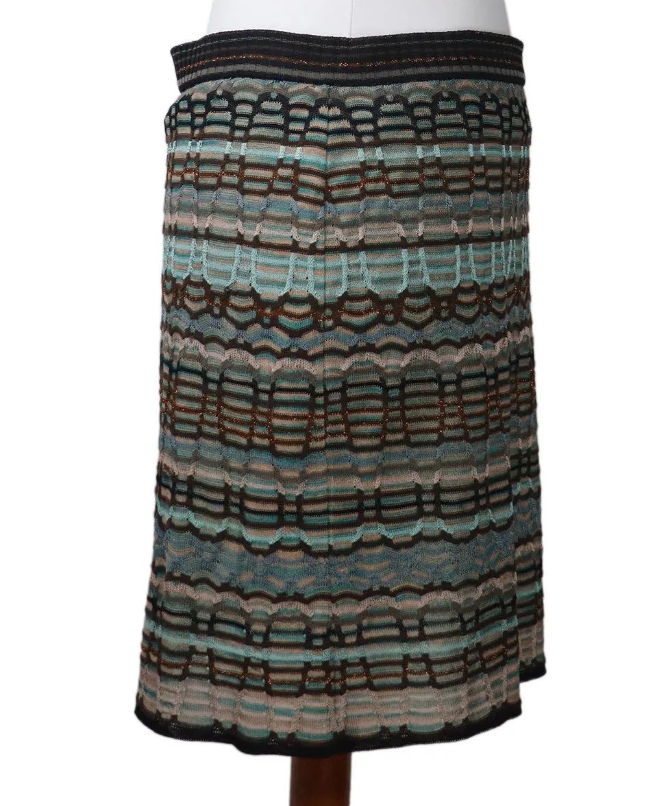 Missoni Brown & Teal Knit Skirt sz 10