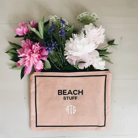 Monogram Beach Pouch for Bathing Suits and Sunscreen, Pink/Blush