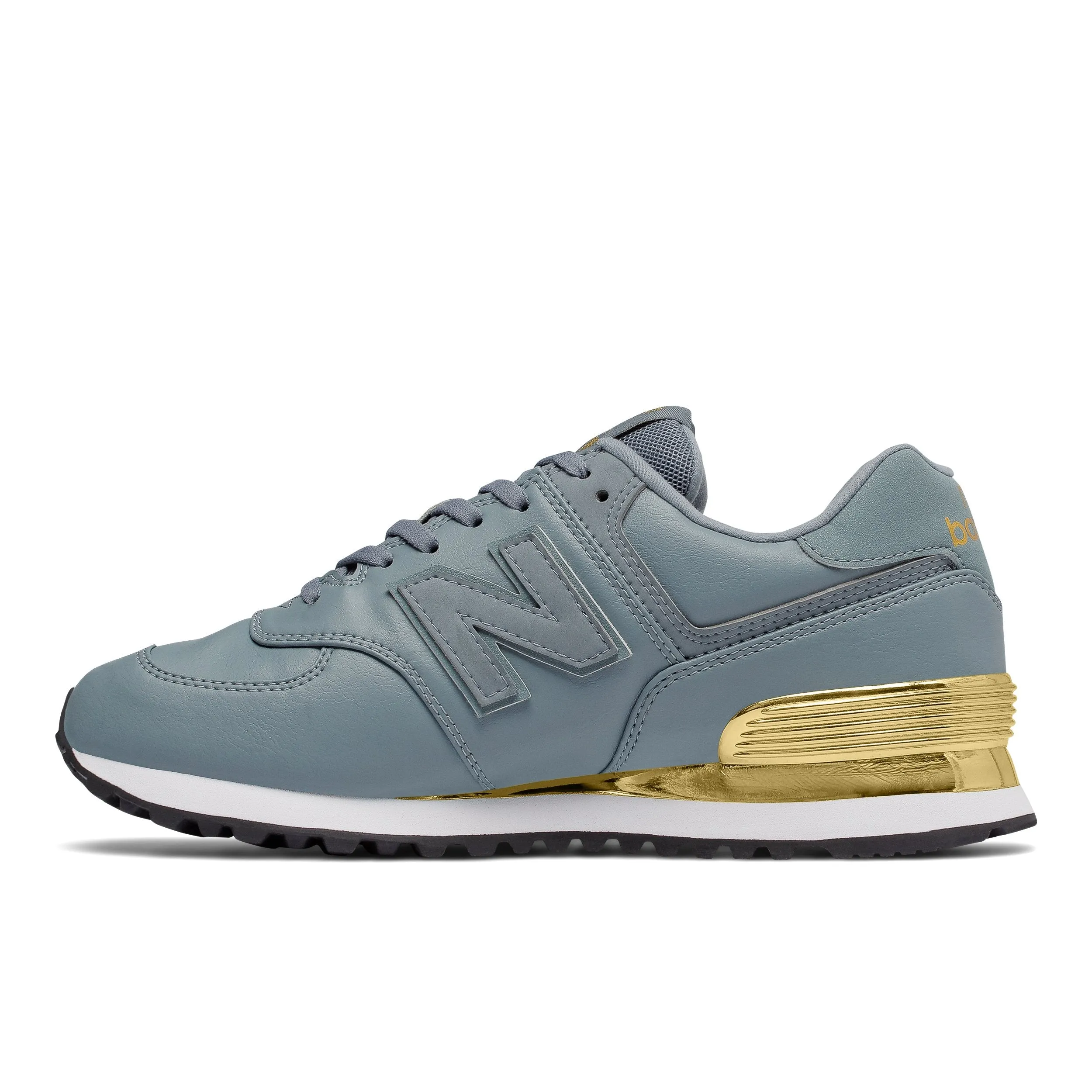 New Balance Women's 574 Gold Dip Shoes - Slate / Metallic Gold