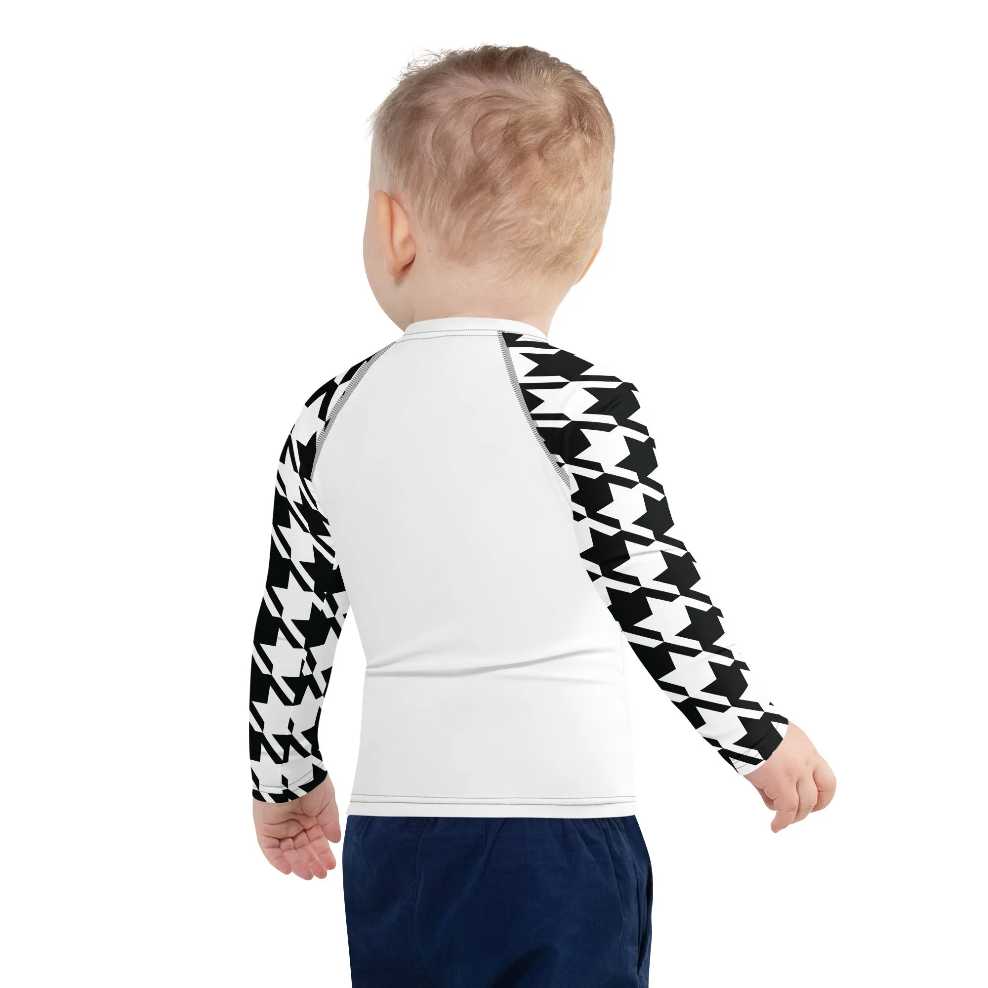 Old School Style: Boy's Houndstooth Long Sleeve Classic Judo BJJ Rash Guard