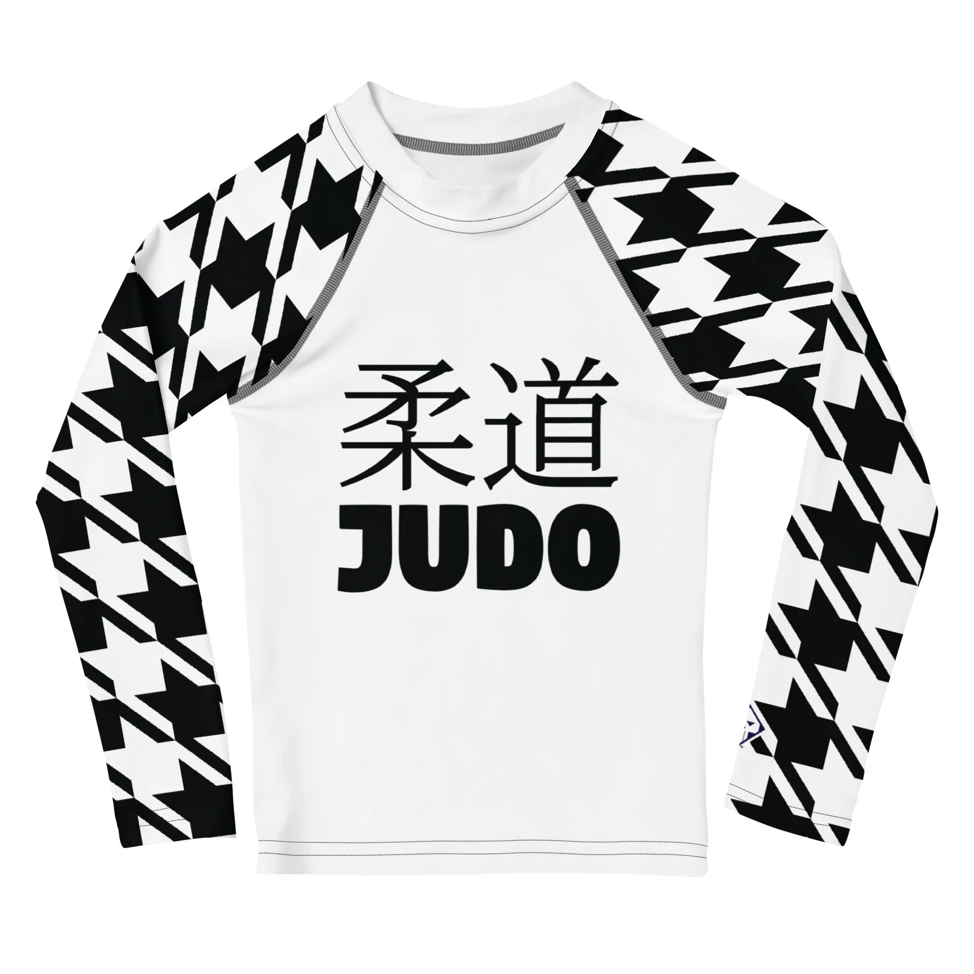 Old School Style: Boy's Houndstooth Long Sleeve Classic Judo BJJ Rash Guard