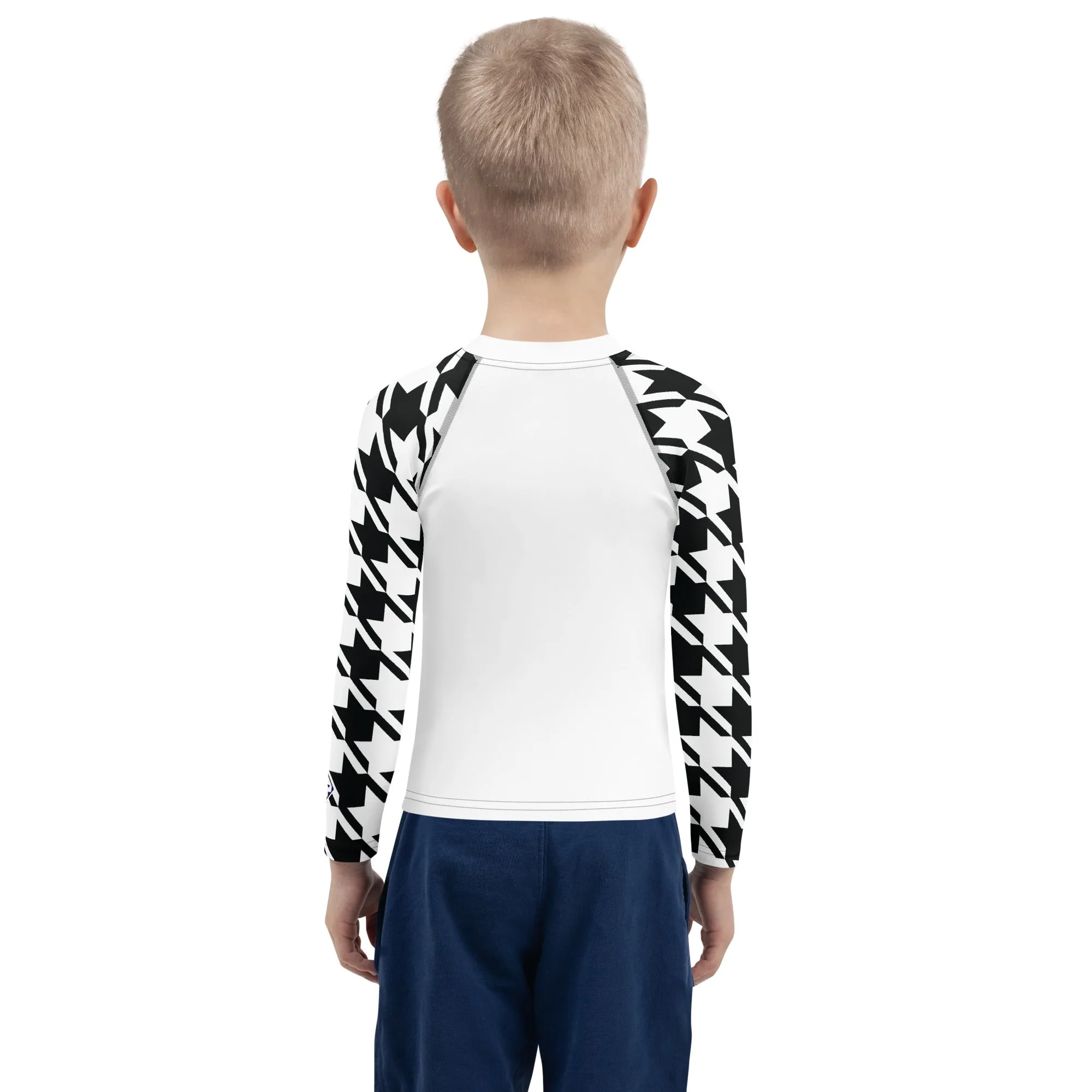 Old School Style: Boy's Houndstooth Long Sleeve Classic Judo BJJ Rash Guard