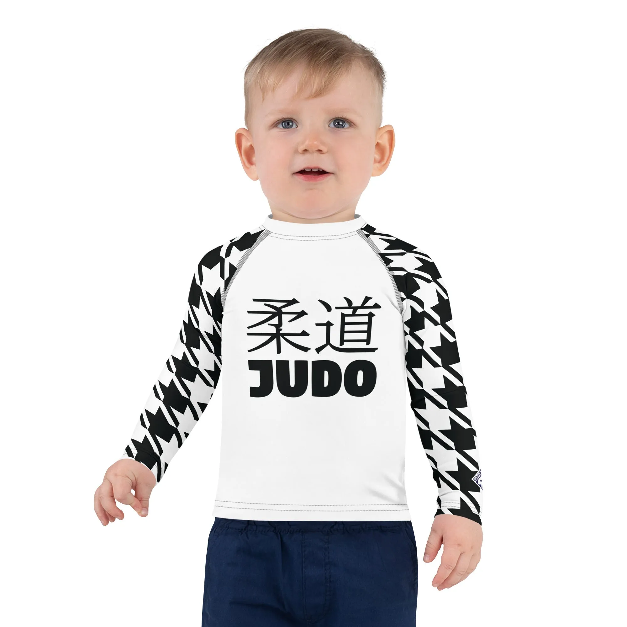 Old School Style: Boy's Houndstooth Long Sleeve Classic Judo BJJ Rash Guard