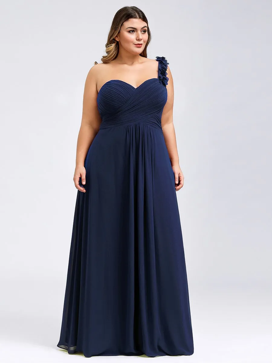 One Shoulder Plus Size Wholesale Chiffon Bridesmaid Dresses