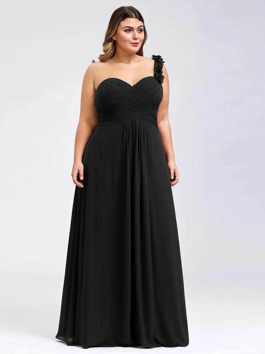 One Shoulder Plus Size Wholesale Chiffon Bridesmaid Dresses