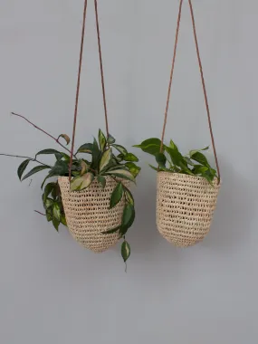 Open Weave Dome Hanging Baskets, Tan