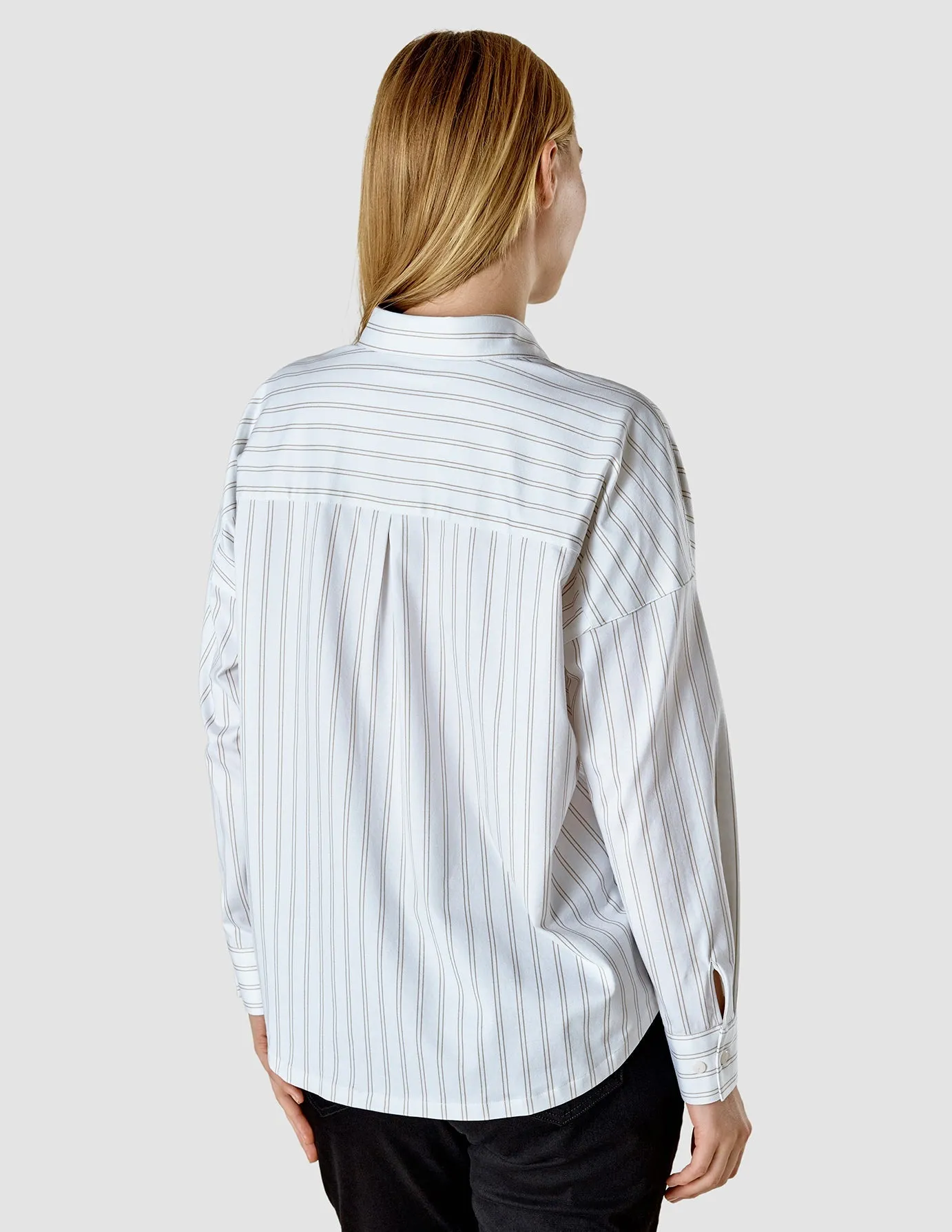 Oversized Long Sleeve Shirt Halo Stripes Latte