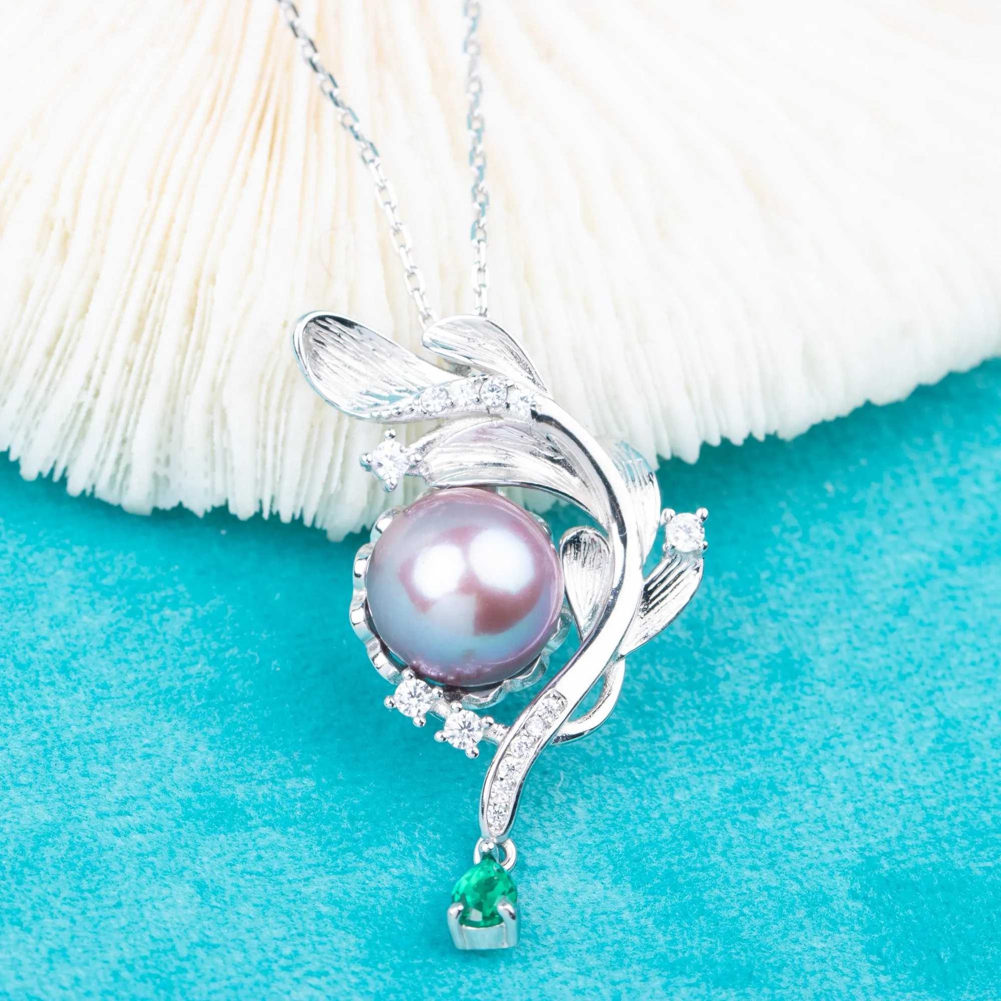 P010970 DIY 6-8mm Natural Freshwater pearl pendant accessory 925 sterling silver engagement jewelry necklace for women