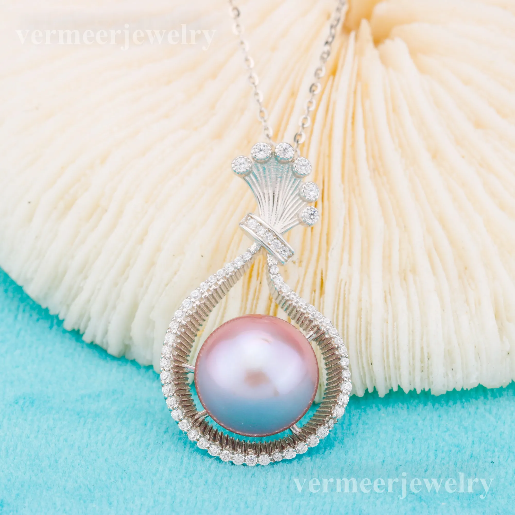 Pe011016 DIY 9-12mm Natural Freshwater pearl pendant accessory 925 sterling silver engagement jewelry necklace for women