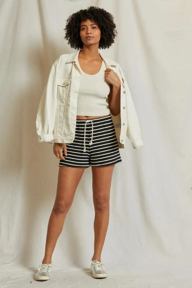 Perfect White Tee - Bennie Stripe Short