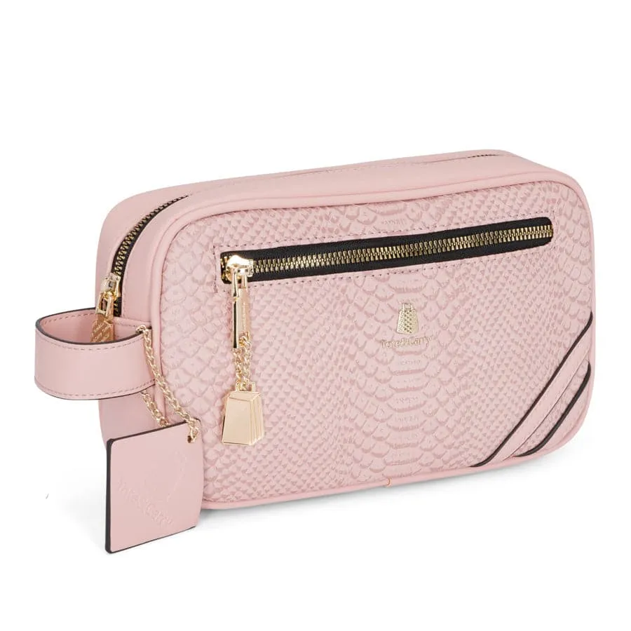 Pink Apollo 1 Faux Snakeskin Toiletry Bag