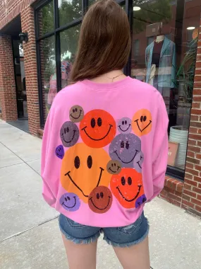 Pink Happy Face Crewneck Sweatshirt