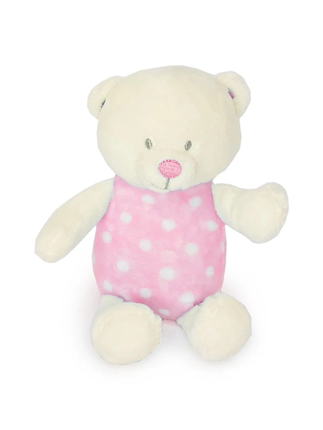 Pink Polkadot Bear Rattle Toy