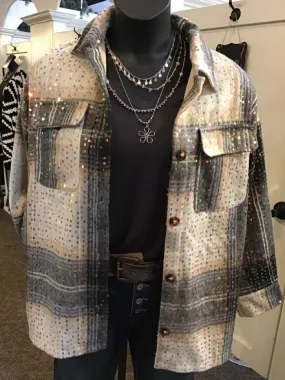 Plaid Sequined Shacket - S to 3X