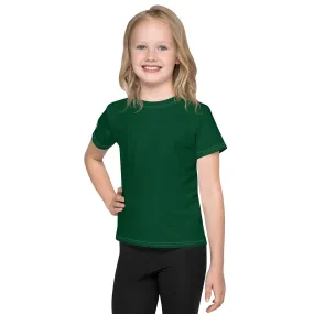 Poolside Confidence: Girls Short Sleeve Solid Color Rash Guard - Sherwood Forest