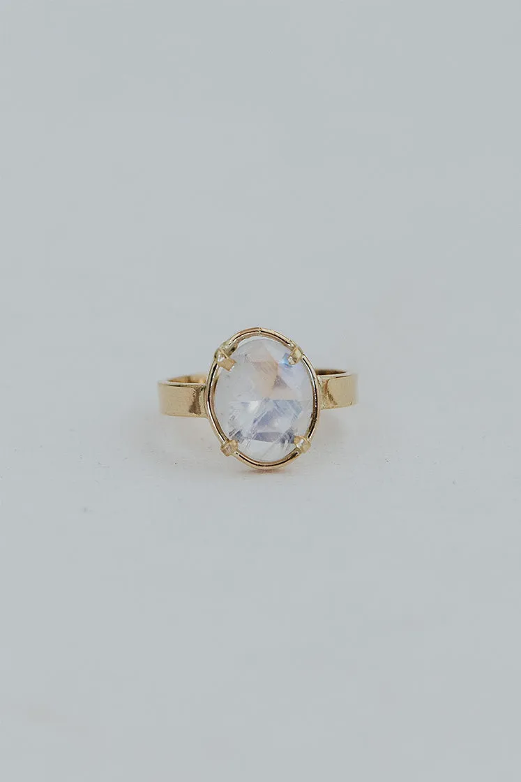 Prong Set Rose Cut Moonstone Ring