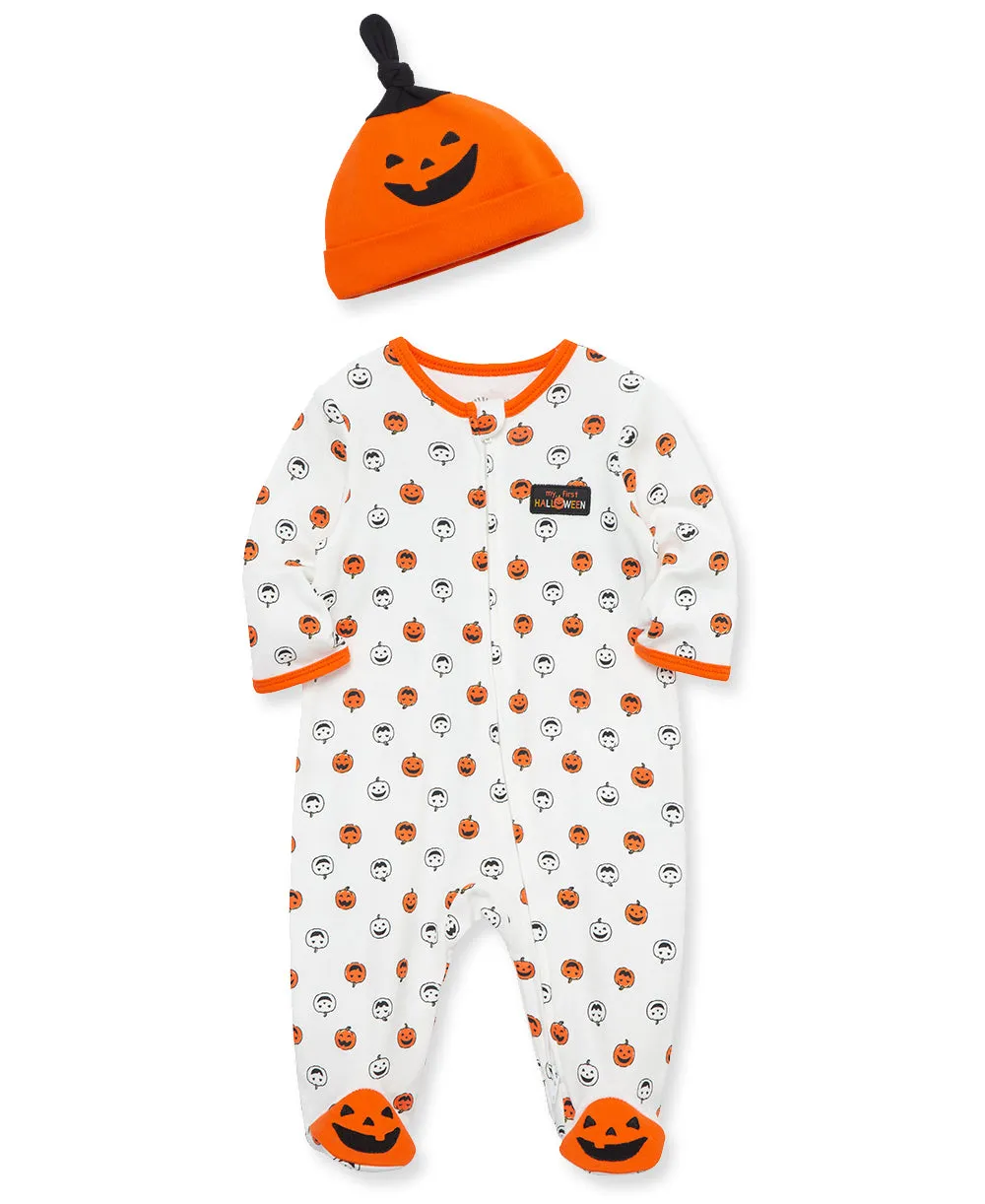 Pumpkin 2-Way-Zip Footie & Hat